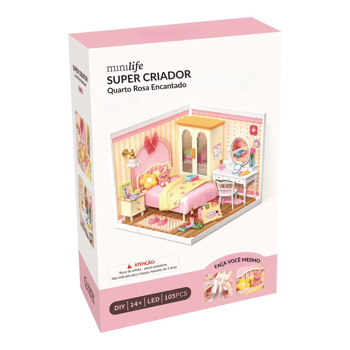Adorável Quarto Rosa Casa Miniatura DIY