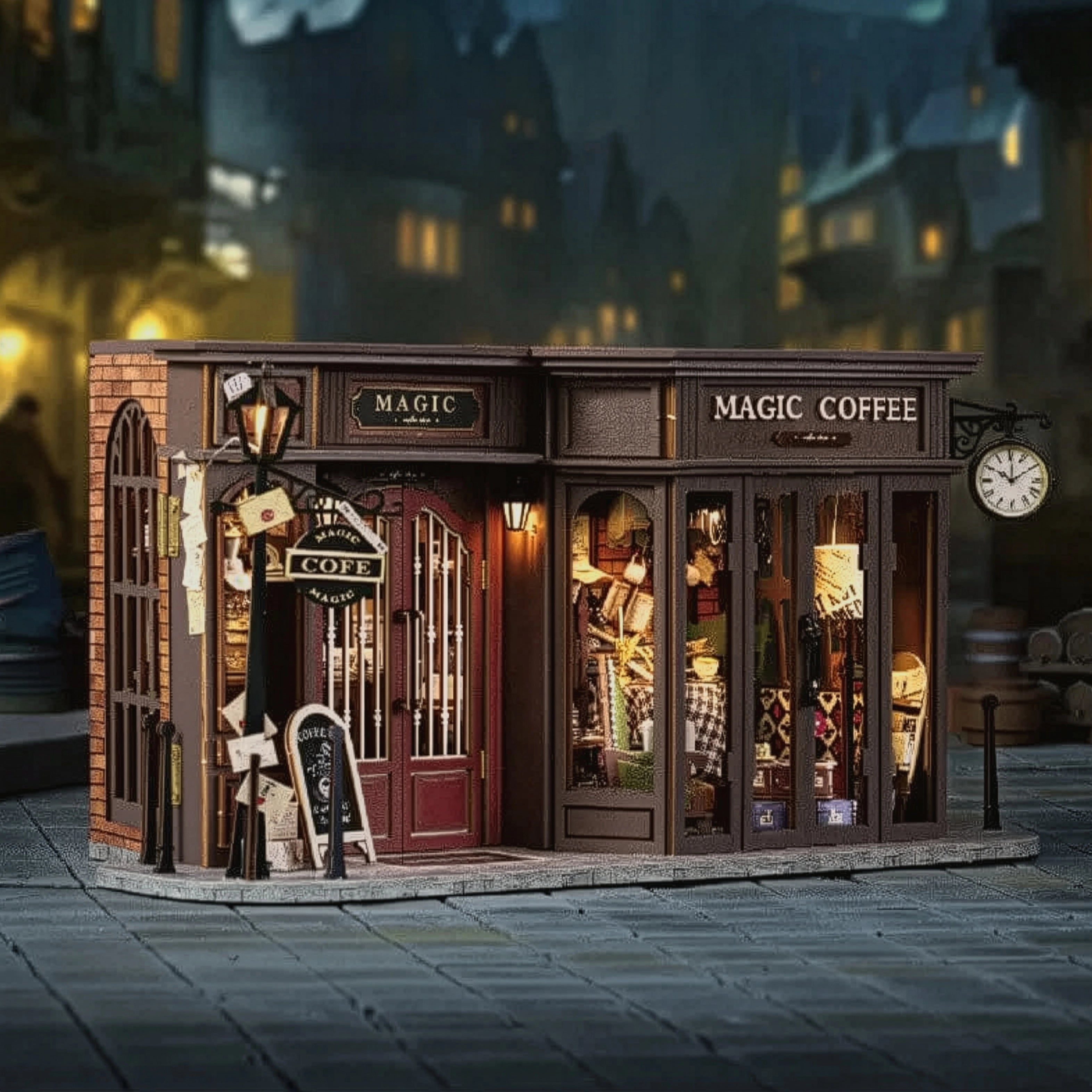 Cafeteria Mágica Casa Miniatura Book Nook DIY