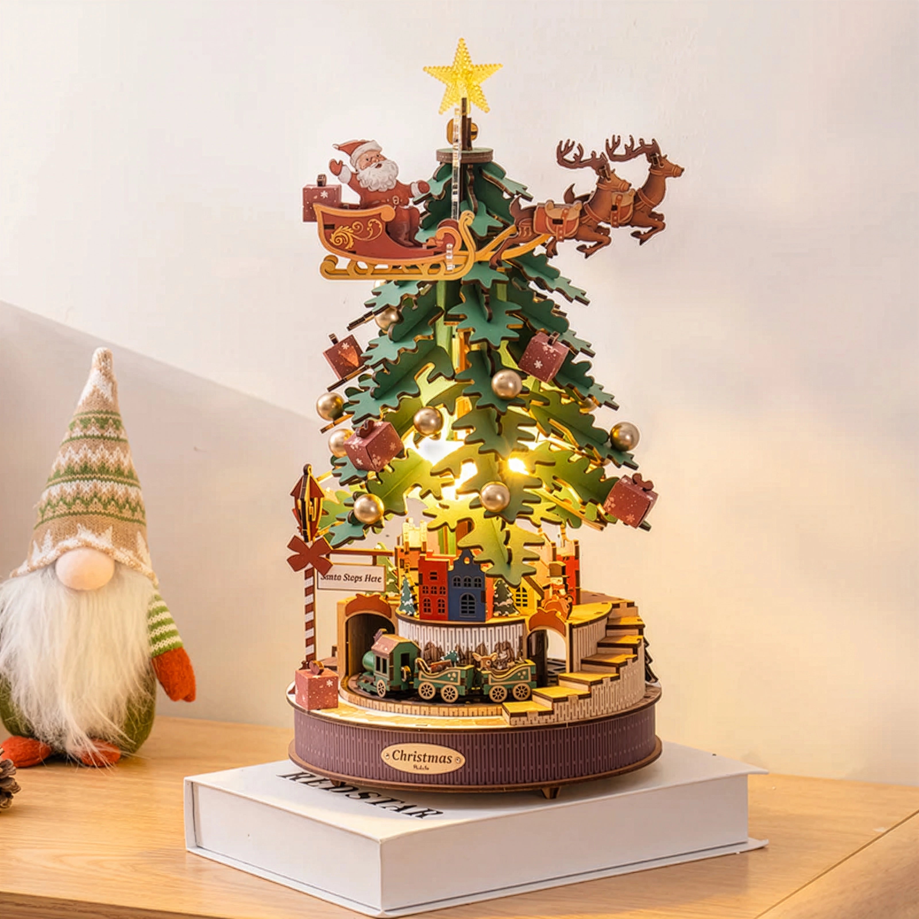 Natal Encantado – Árvore Musical Quebra-cabeça 3D em Madeira DIY