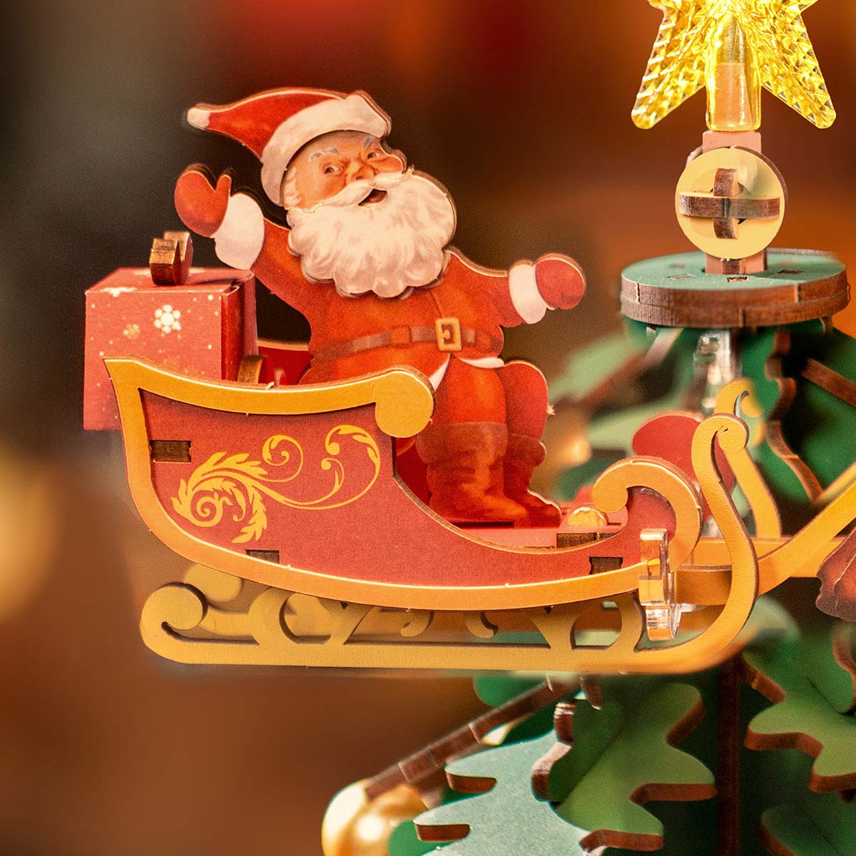 Natal Encantado – Árvore Musical Quebra-cabeça 3D em Madeira DIY