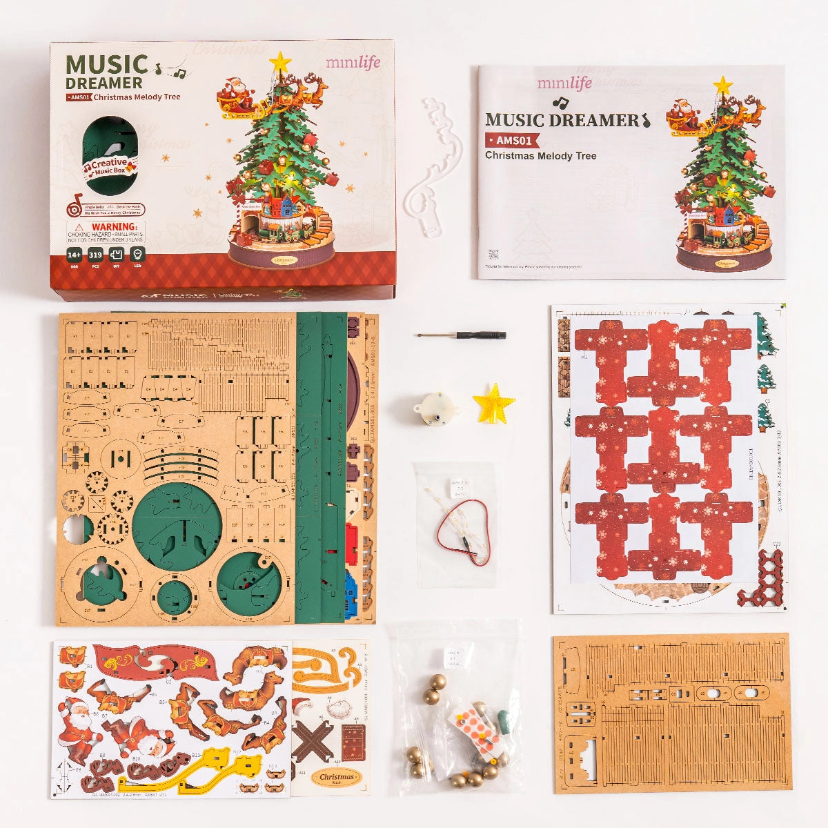 Natal Encantado – Árvore Musical Quebra-cabeça 3D em Madeira DIY
