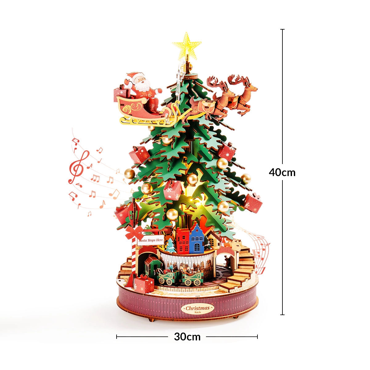 Natal Encantado – Árvore Musical Quebra-cabeça 3D em Madeira DIY