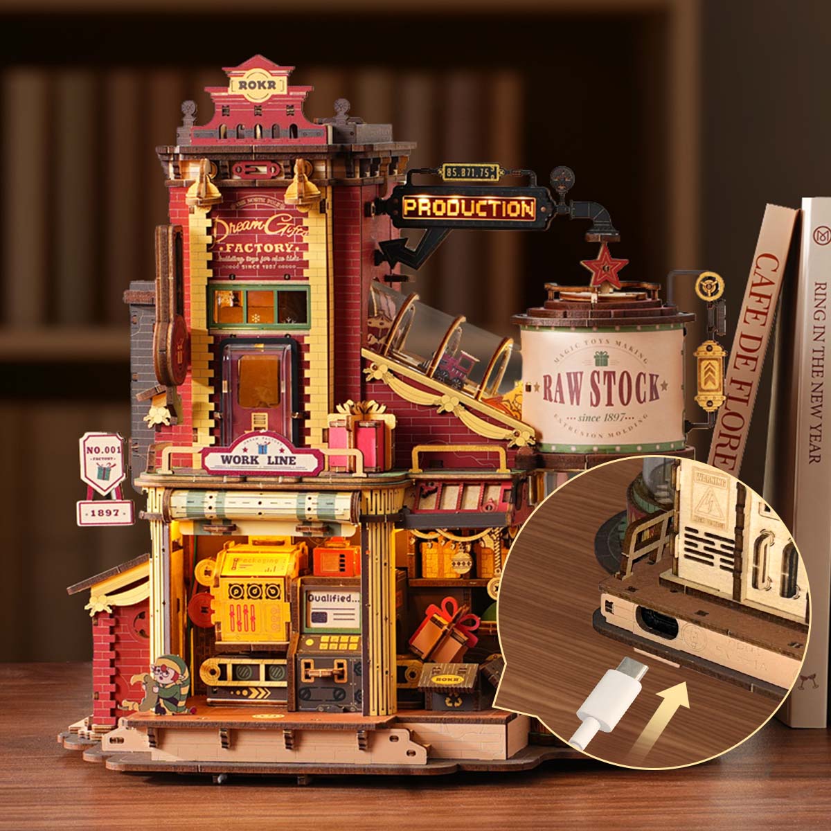 Natal Encantado - Fábrica Musical do Papai Noel Quebra-cabeça 3D em Madeira DIY