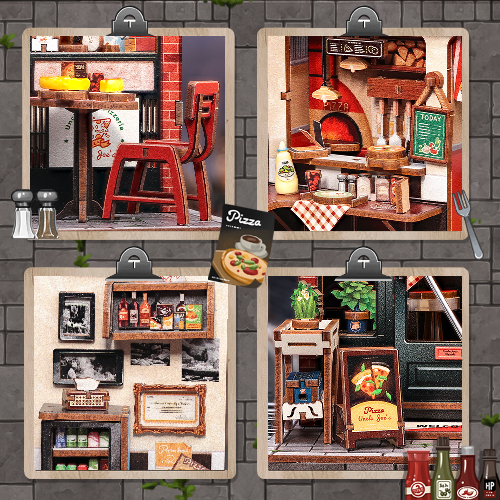 Pizzaria Tio Joe Casa Miniatura Book Nook DIY