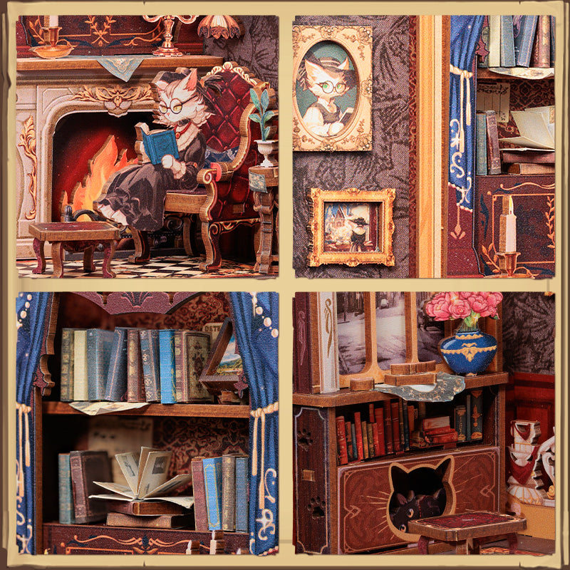 Sala de Estudo do Conde Gato Book Nook DIY