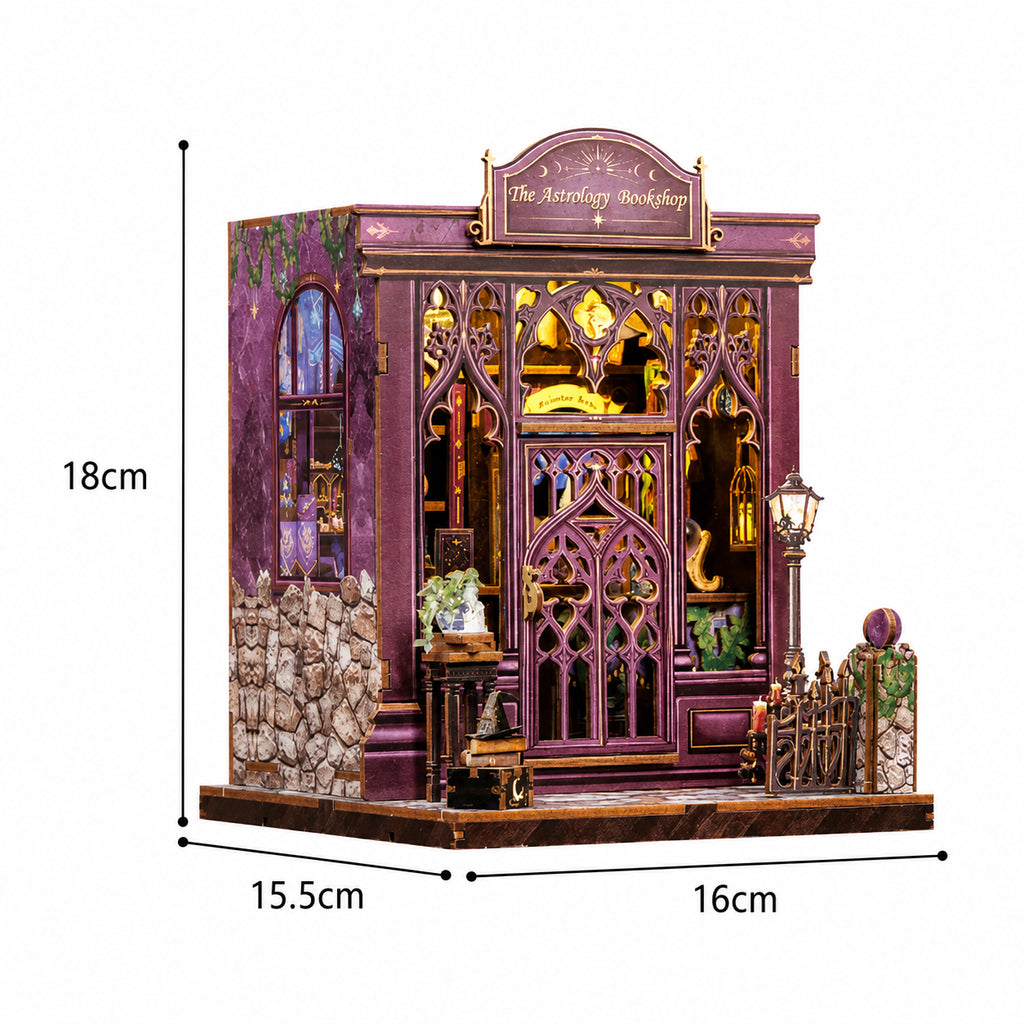 a livraria da astrologia casa miniatura diy - imagem dimensoes