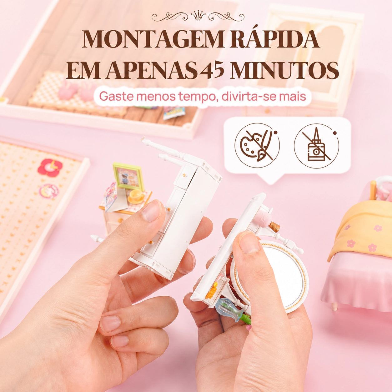 Adorável Quarto Rosa | Casa Miniatura DIY