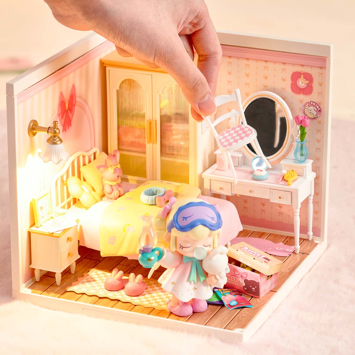 Adorável Quarto Rosa Casa Miniatura DIY