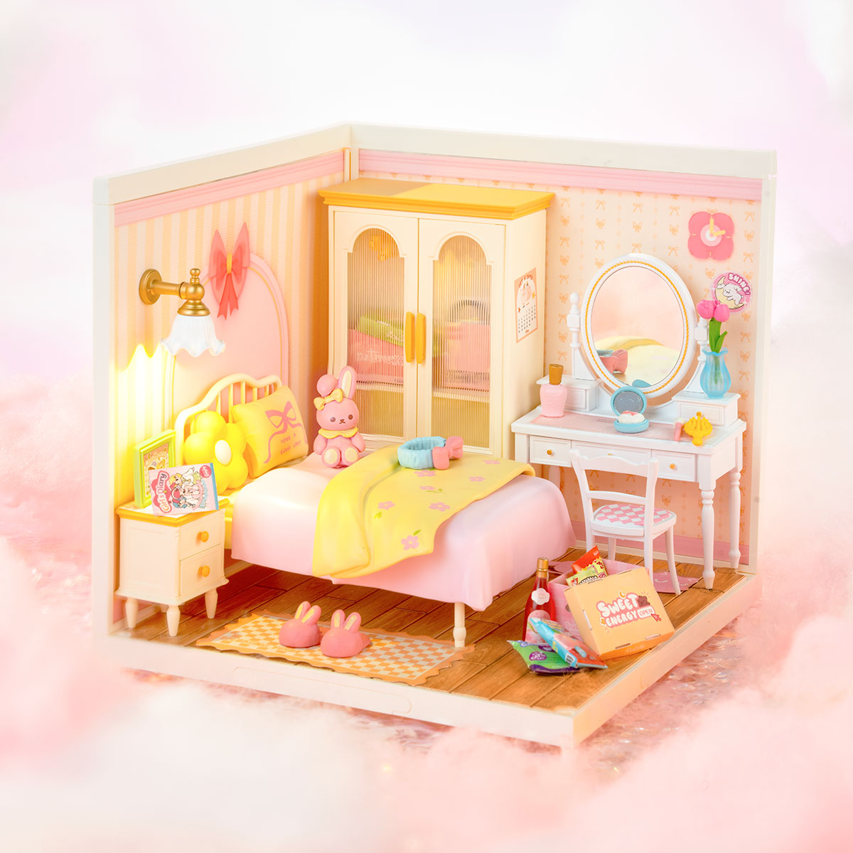 Adorável Quarto Rosa Casa Miniatura DIY