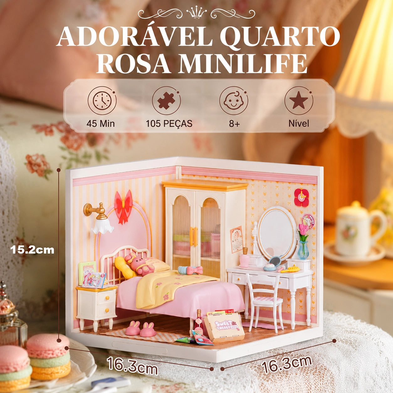 adoravel quarto rosa miniatura diy - image with text 1 imagem