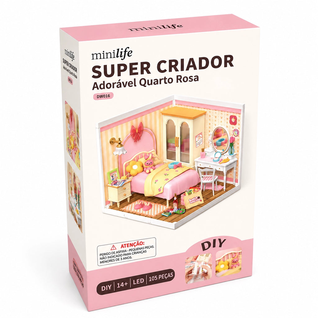 adoravel quarto rosa miniatura diy - imagem caixa do produto