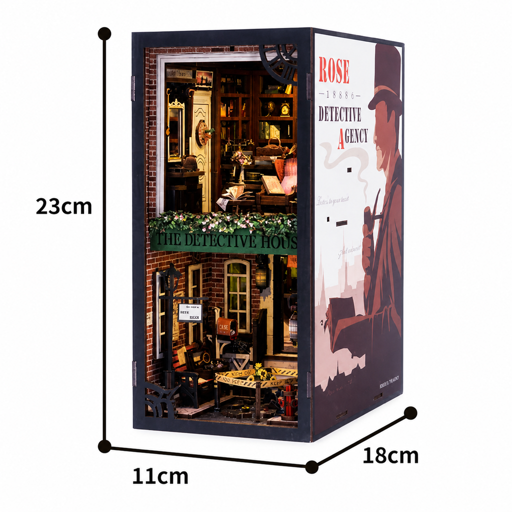 agencia de detetives booknook diy - imagem dimensoes