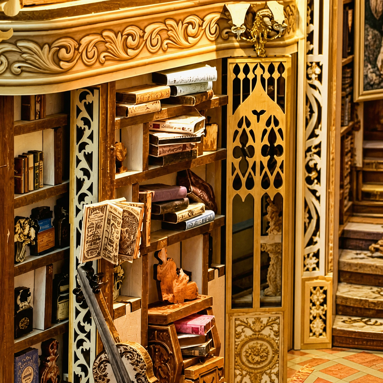 biblioteca dos sonhos barrocos book nook diy - carrossel imagem 1