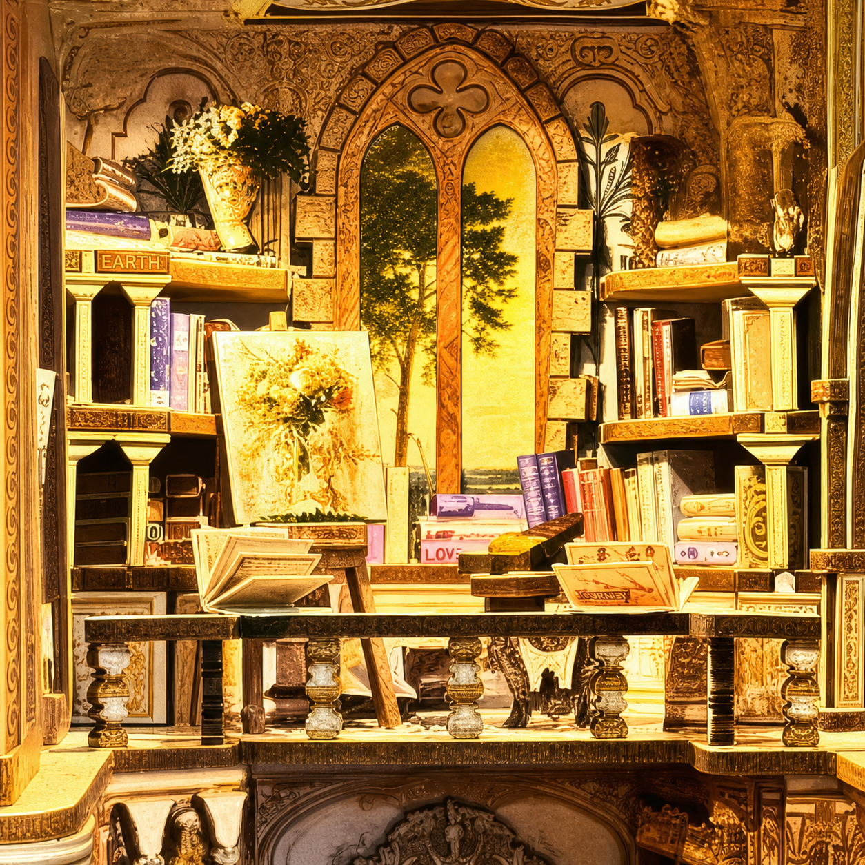 biblioteca dos sonhos barrocos book nook diy - carrossel imagem 3