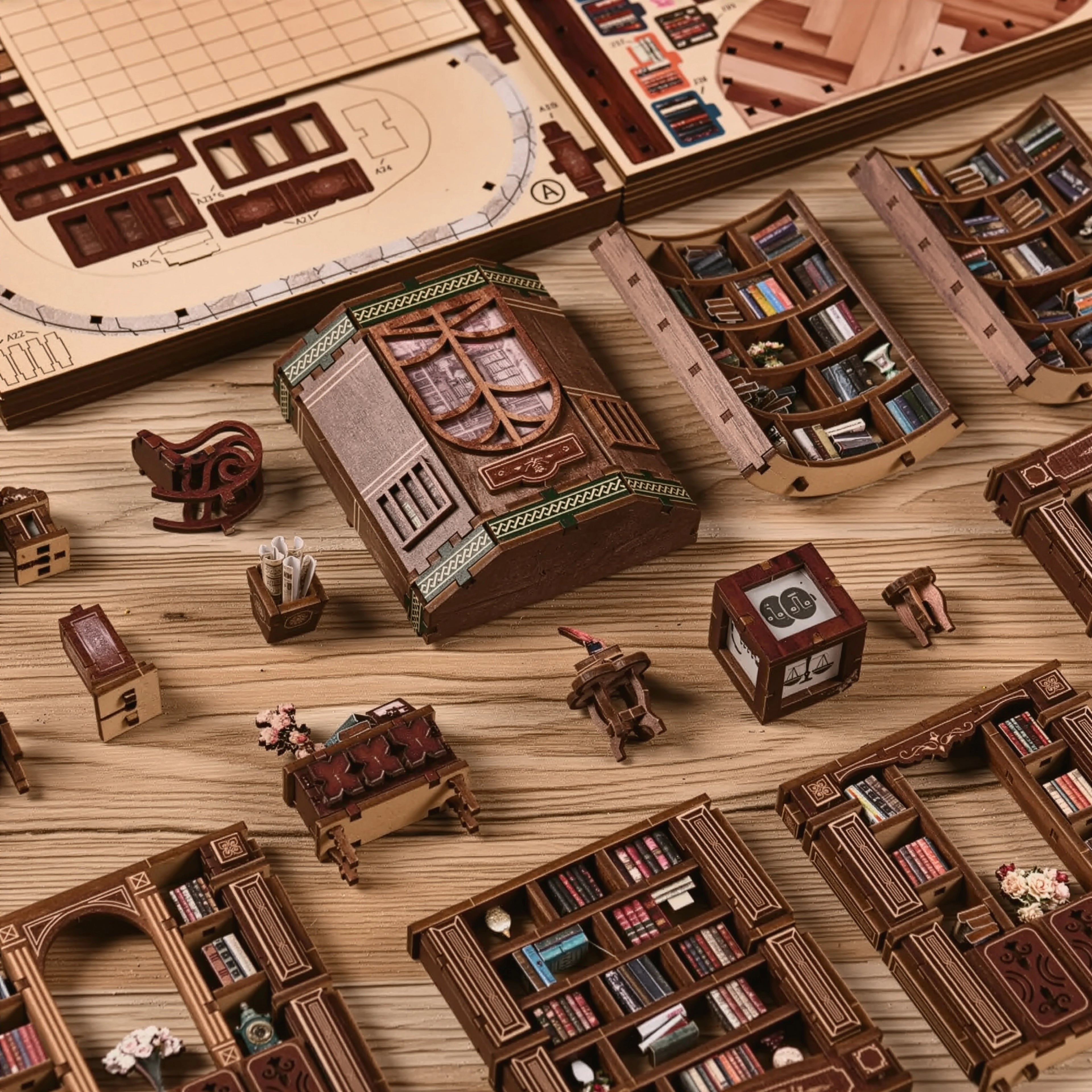 Biblioteca dos Sonhos Casa Miniatura Book Nook DIY