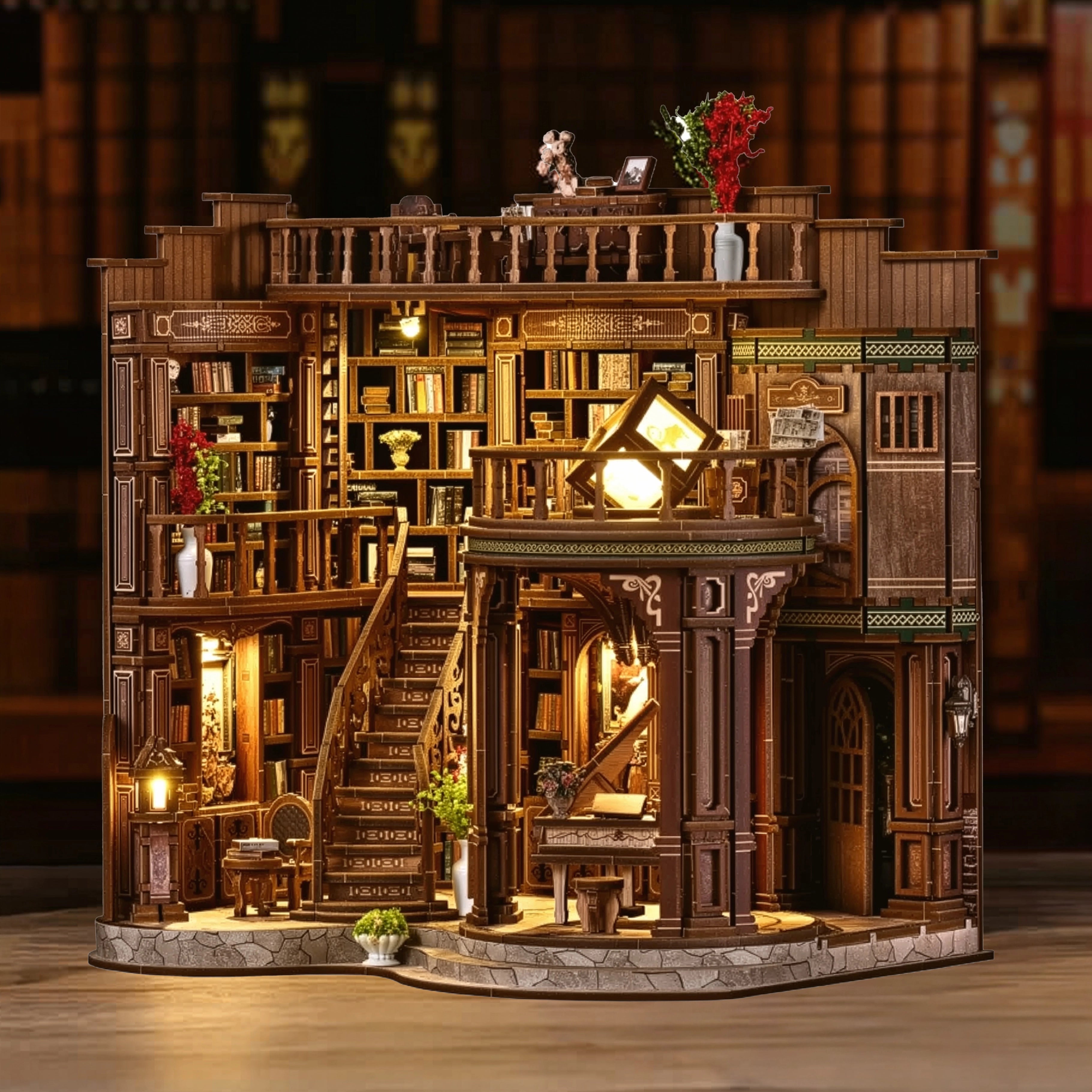 Biblioteca dos Sonhos Casa Miniatura Book Nook DIY