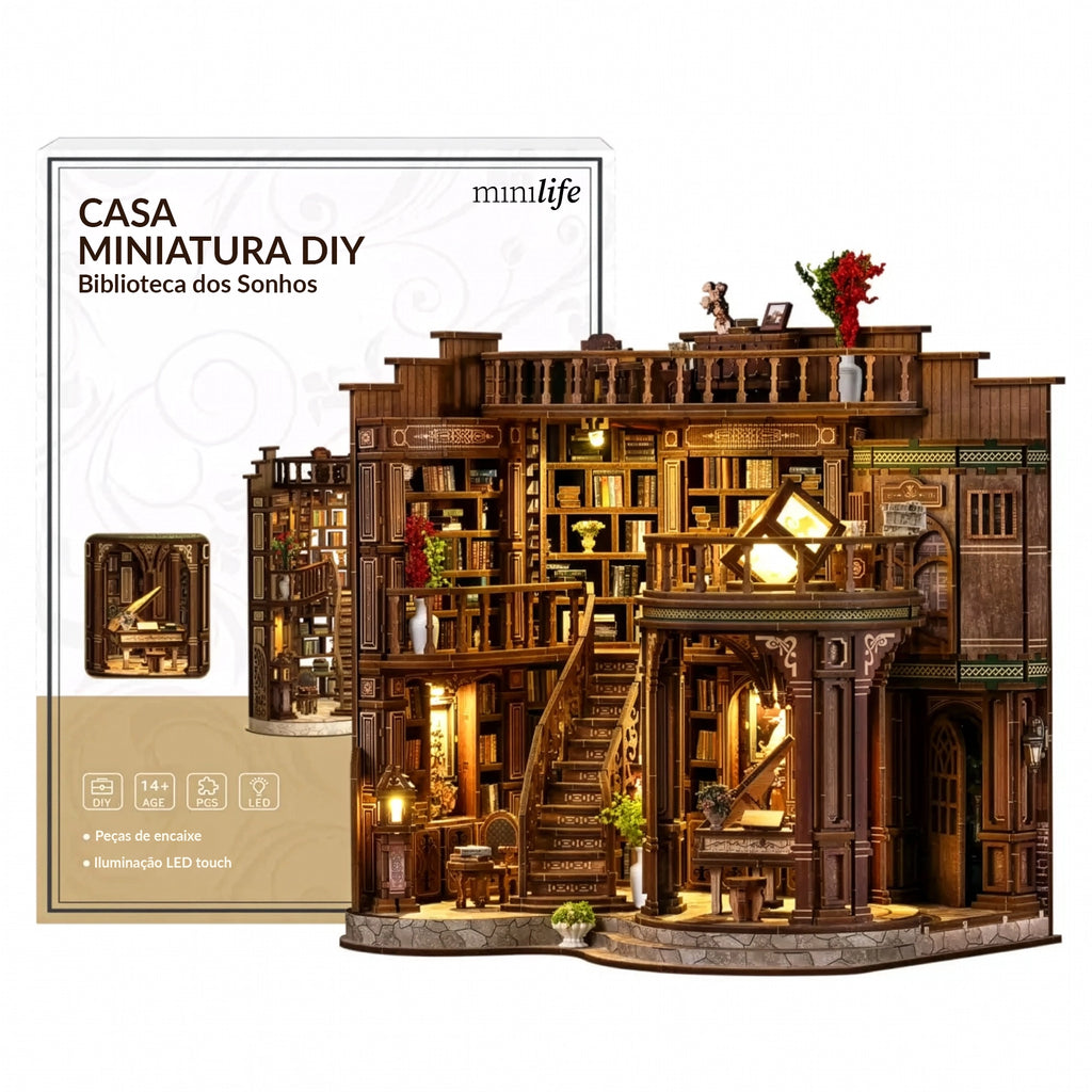 Biblioteca dos Sonhos Casa Miniatura DIY