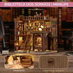 Biblioteca dos Sonhos Casa Miniatura Book Nook DIY