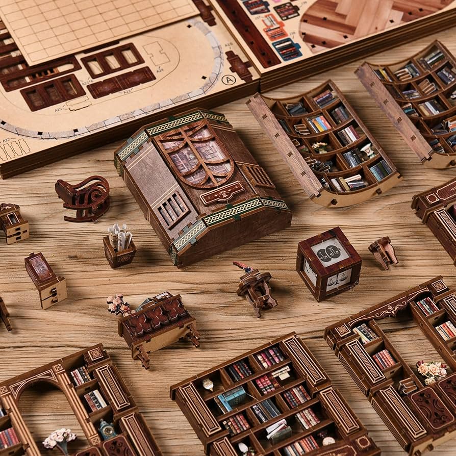 biblioteca dos sonhos casa miniatura diy - montagem imagem 1