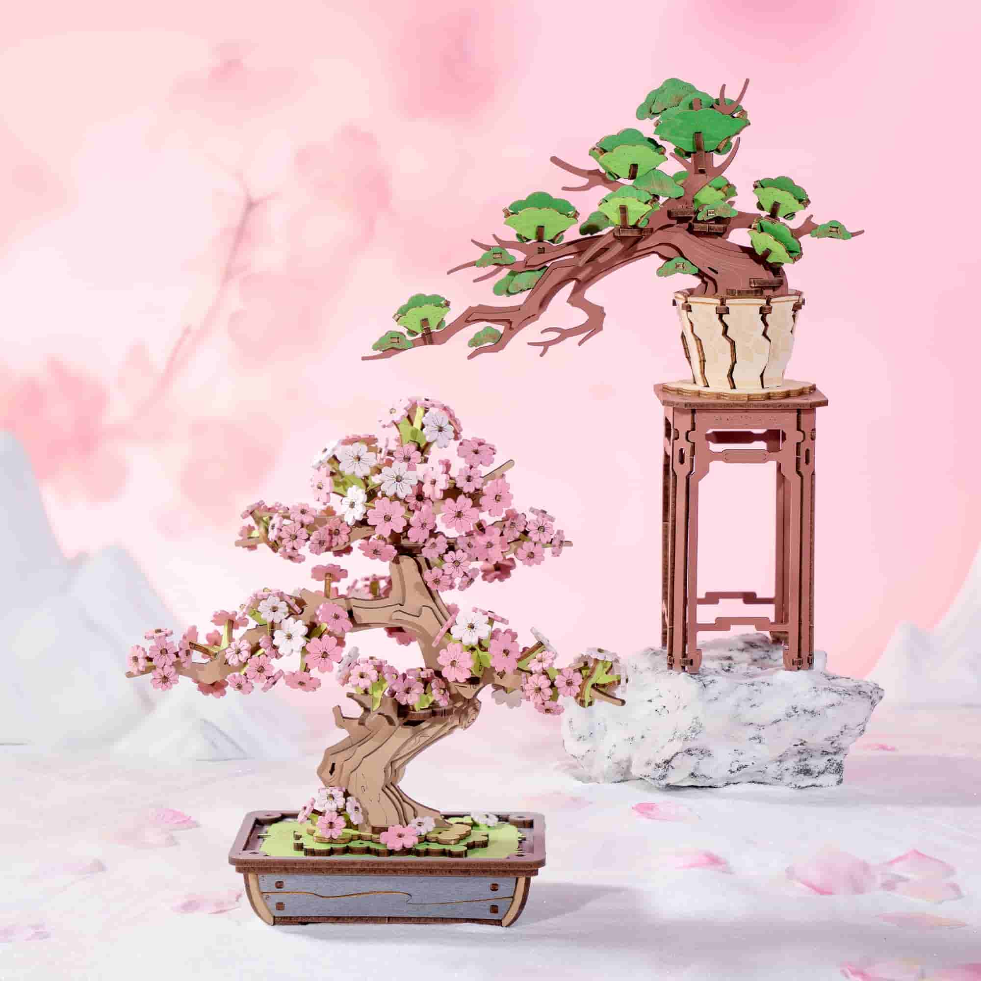 Bonsai de Cerejeira Sakura Quebra-cabeça 3D em Madeira DIY
