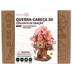 Casa na Árvore de Cerejeiras | Quebra-cabeça 3D - Miniatura decorativa | Quebra-cabeça 3D | Book Nook | Minilife