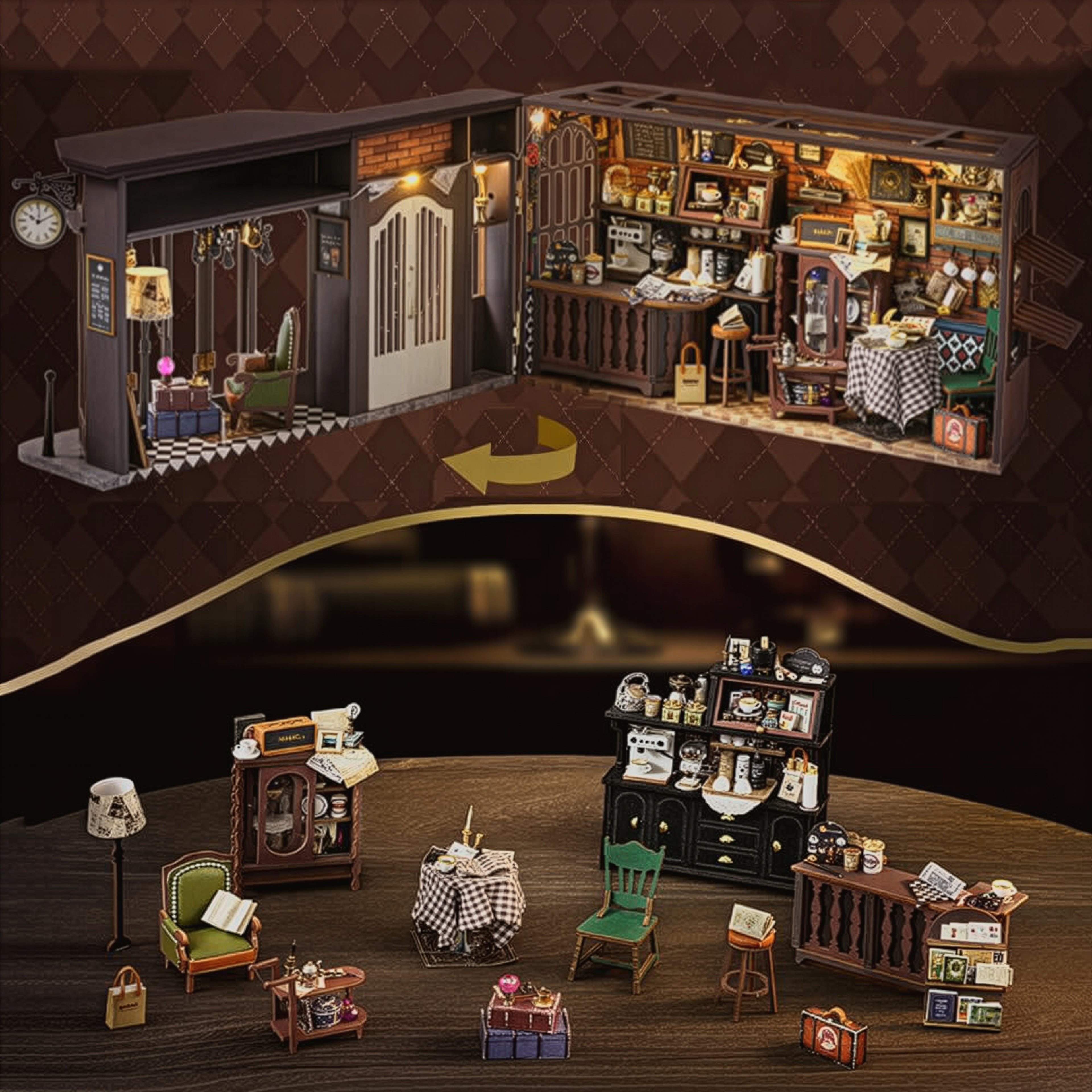 Cafeteria Mágica Casa Miniatura Book Nook DIY