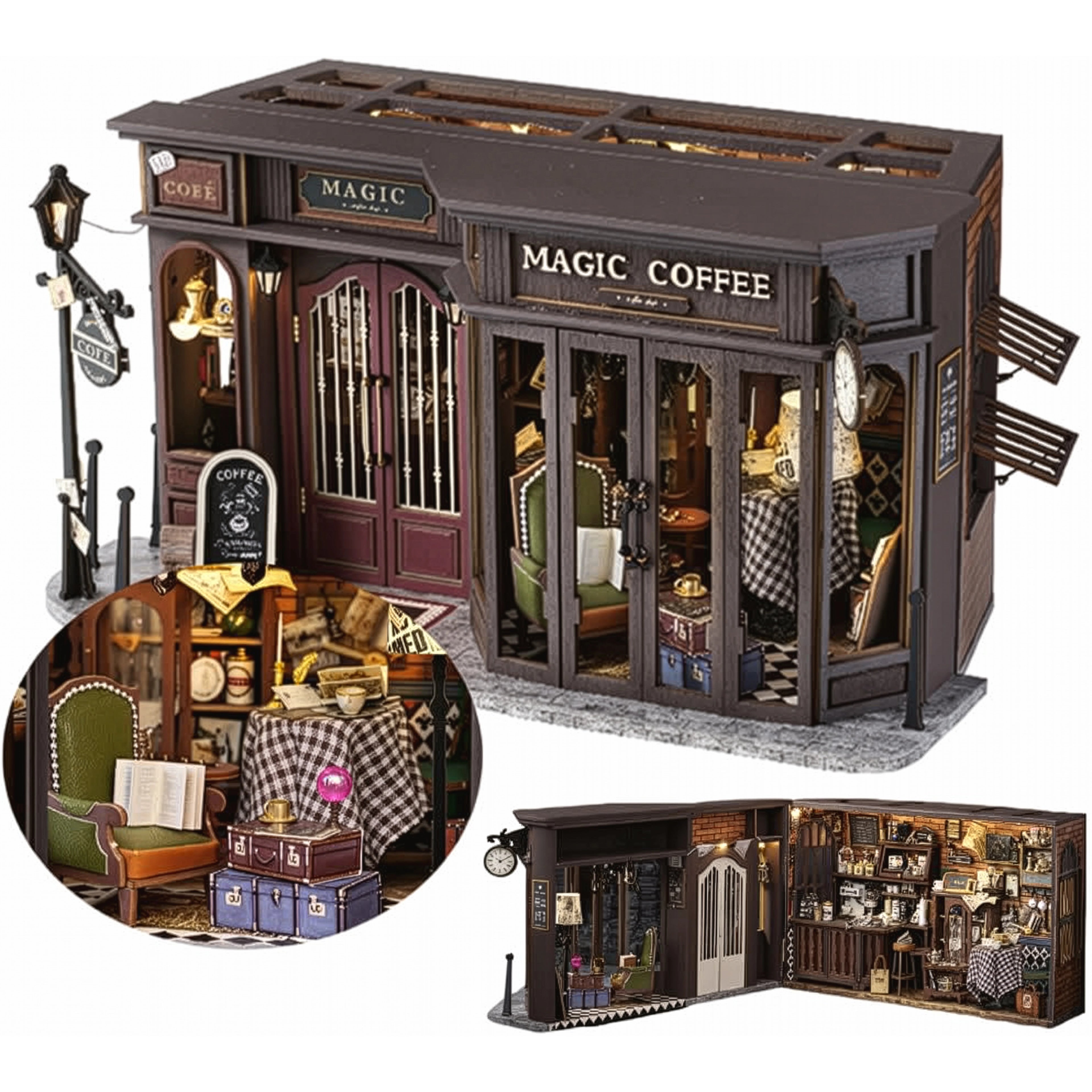 Cafeteria Mágica Casa Miniatura Book Nook DIY