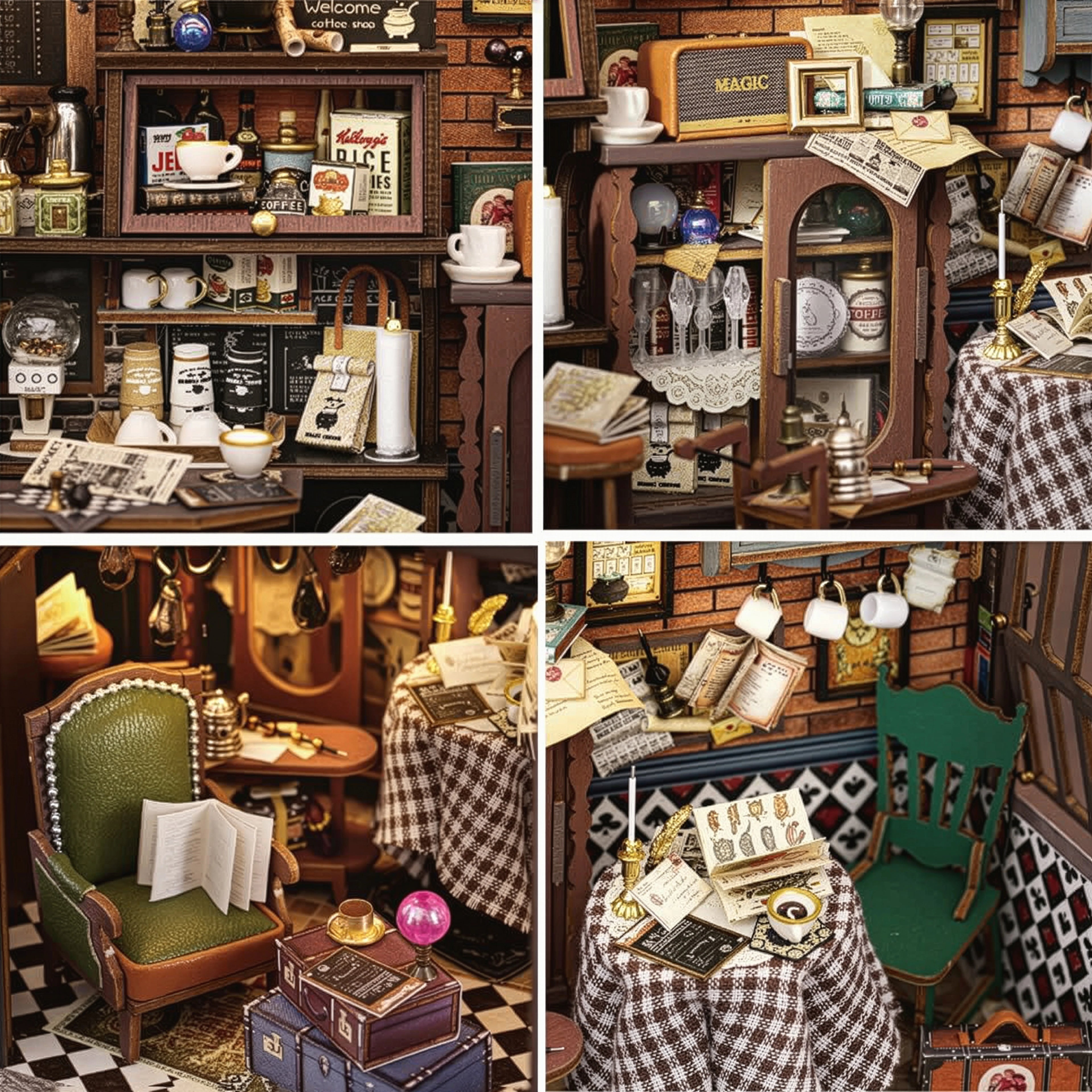 Cafeteria Mágica Casa Miniatura Book Nook DIY