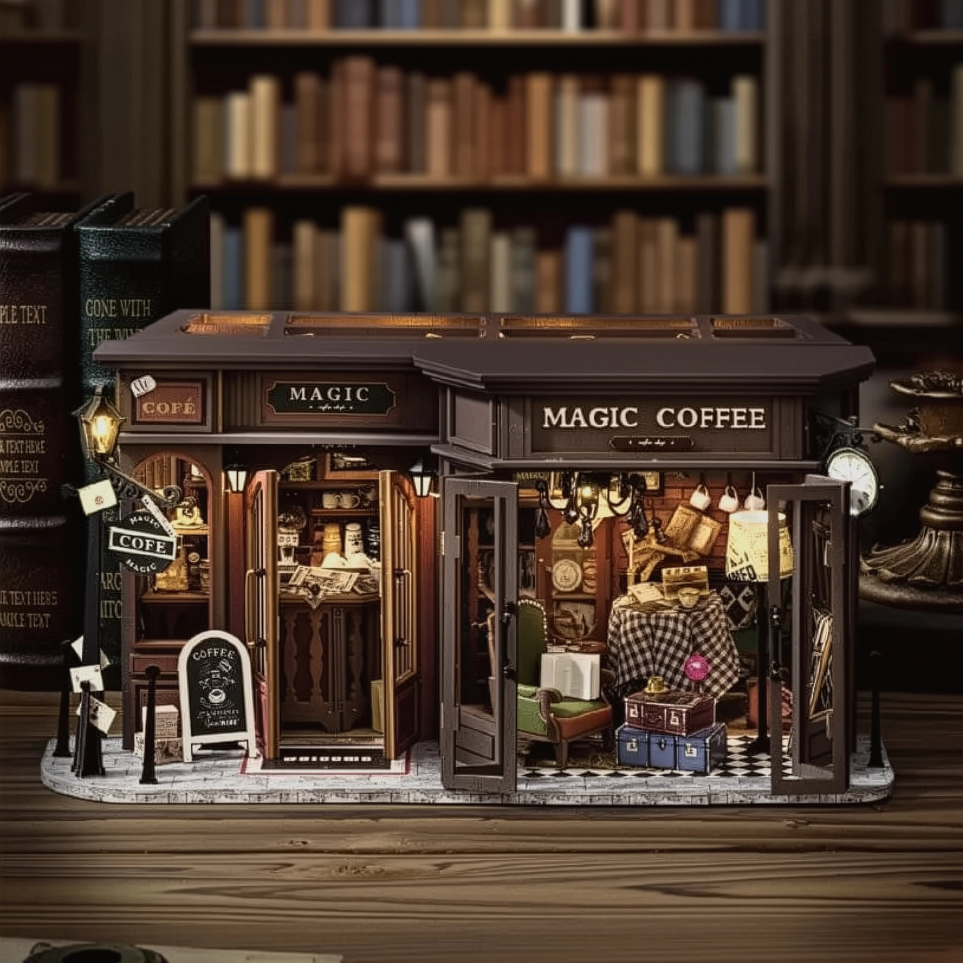 Cafeteria Mágica Casa Miniatura Book Nook DIY