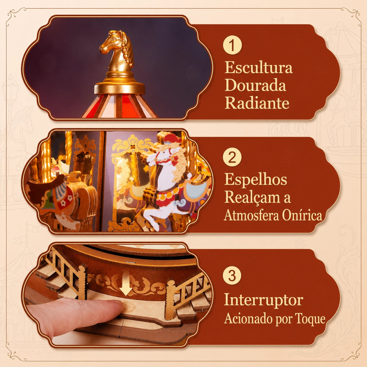 carrossel classico 3d madeira diy - image with text 1 imagem