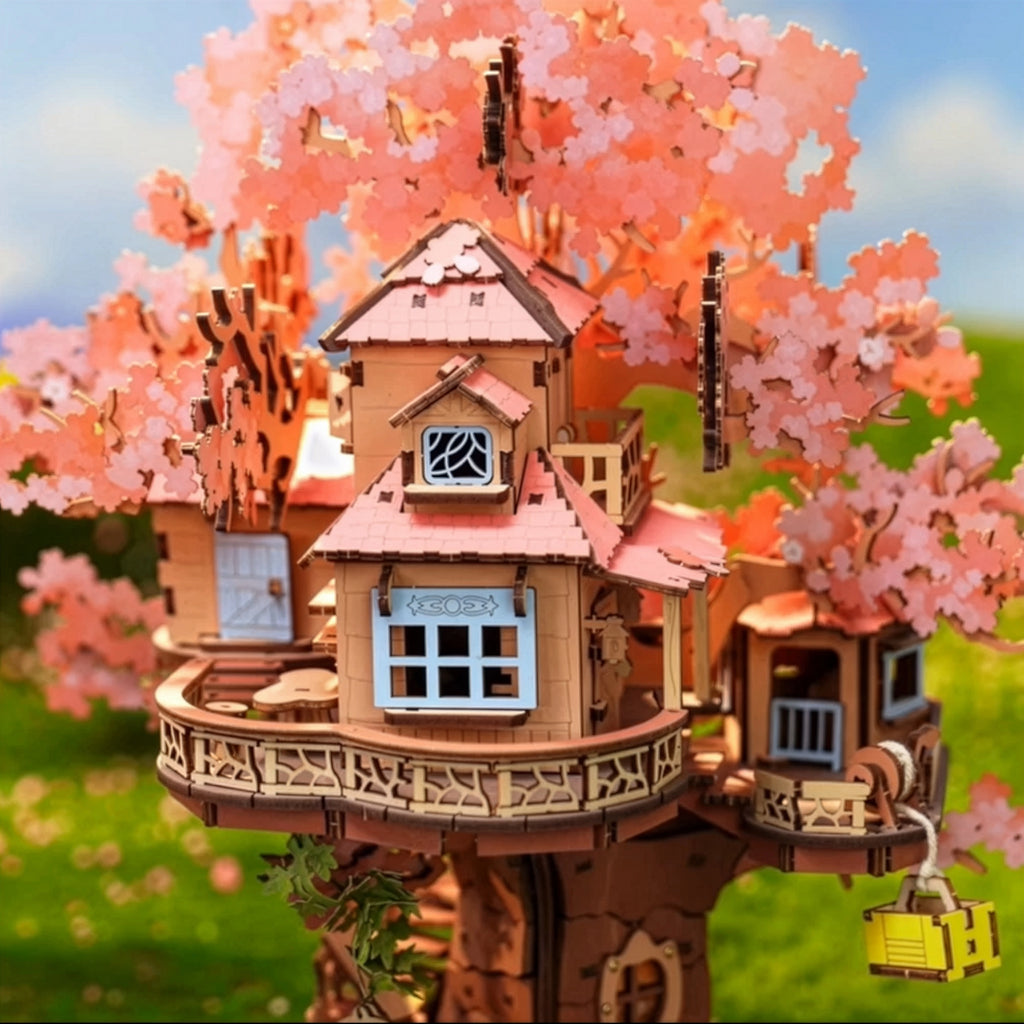 Casa da Árvore Cerejeiras Quebra-cabeça 3D em Madeira DIY