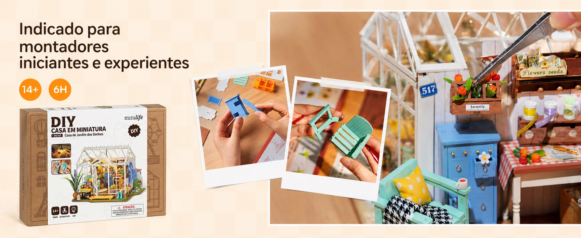 casa de jardim dos sonhos casa miniatura diy - banner horizontal 1