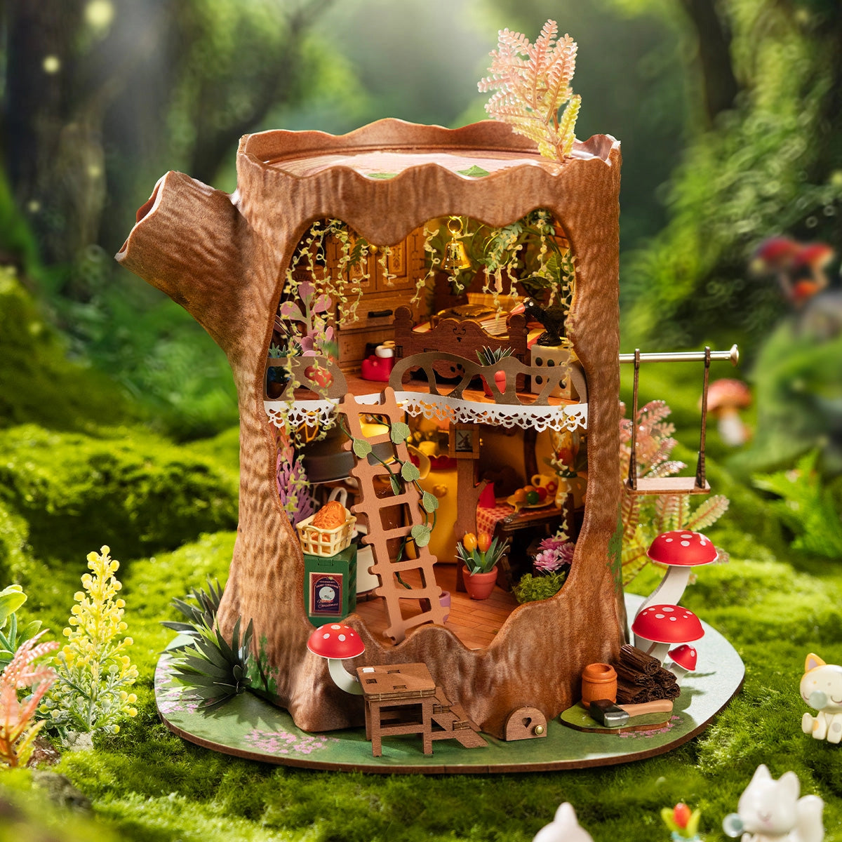 Casa na Árvore de Conto de Fadas Casa Miniatura DIY