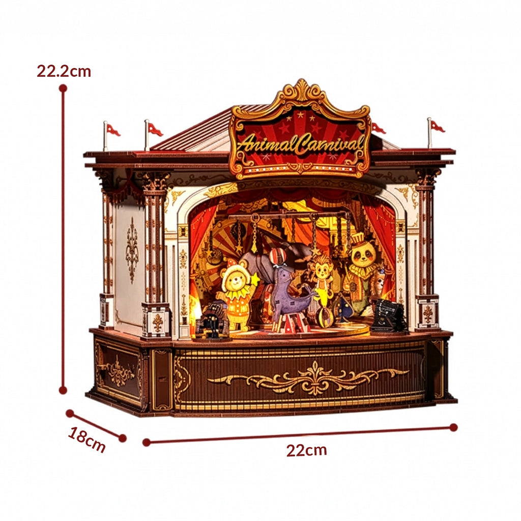 Circo Musical dos Animais Casa Miniatura DIY