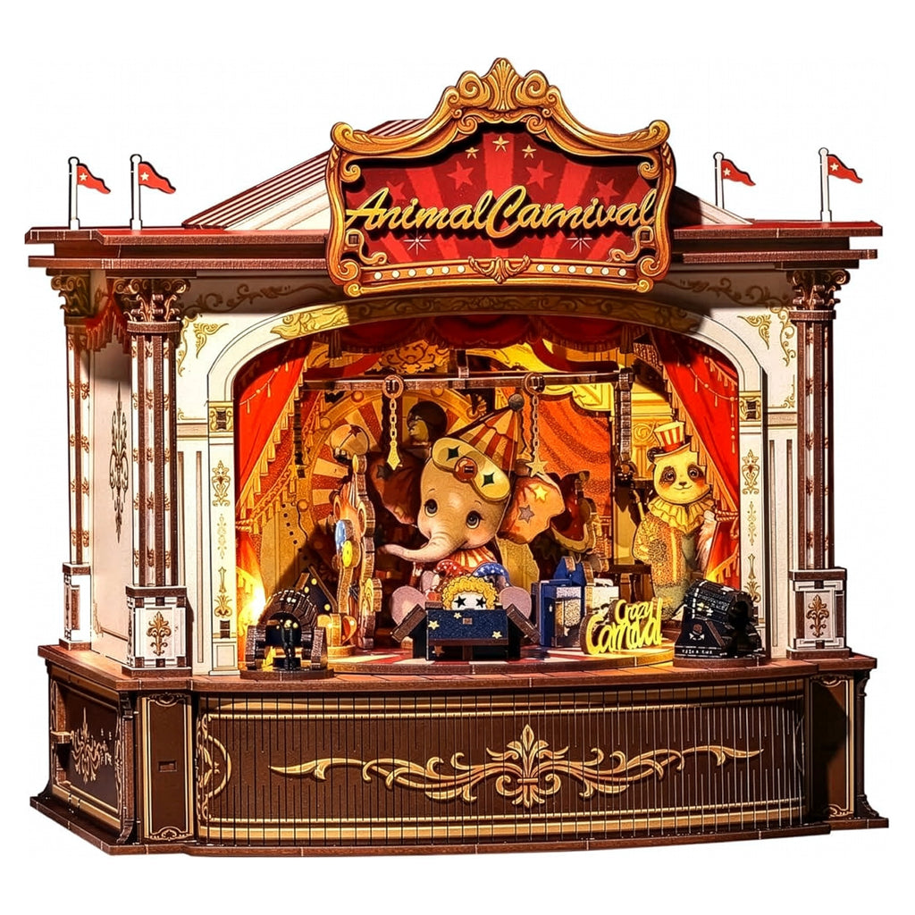 Circo Musical dos Animais Casa Miniatura DIY