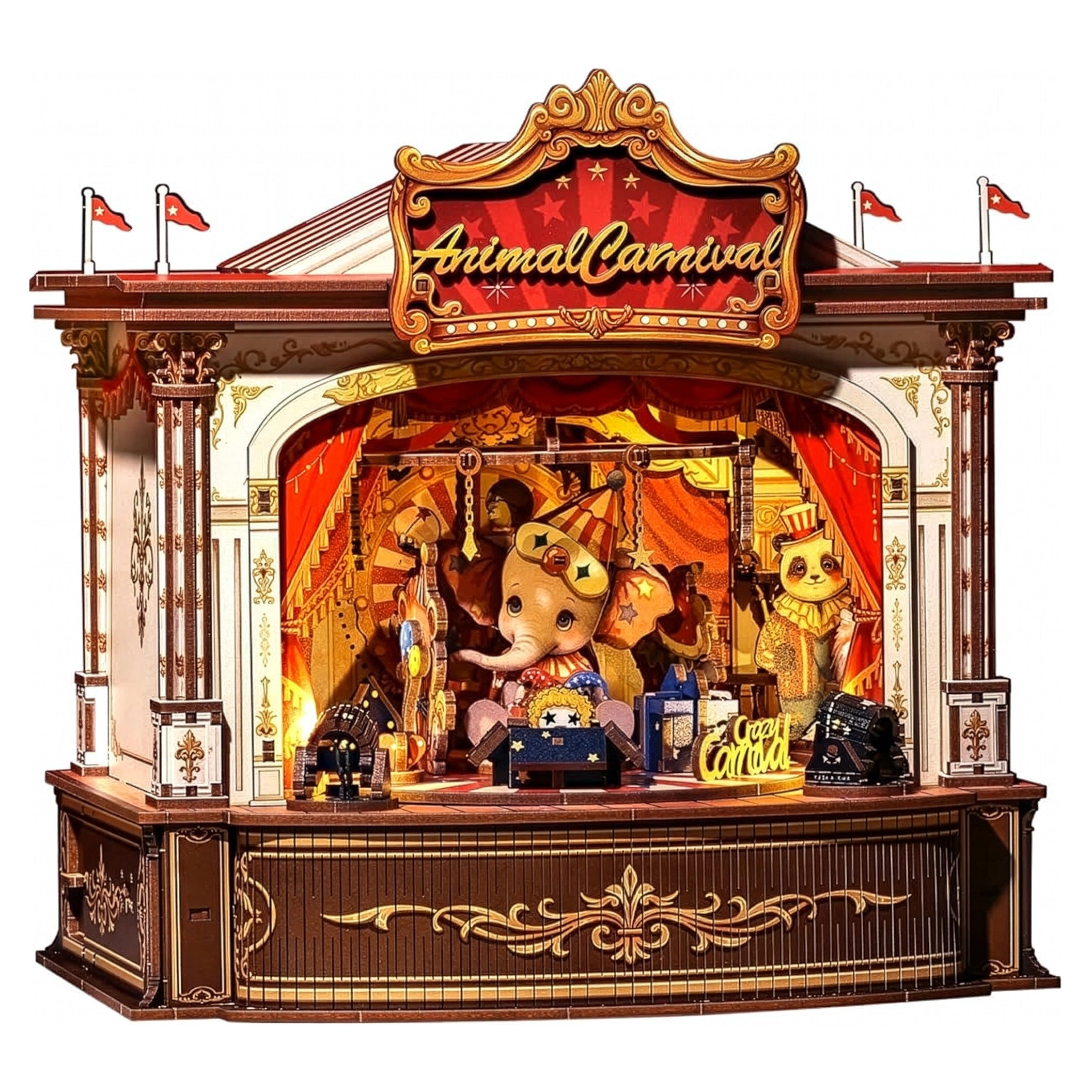 Circo Musical dos Animais Casa Miniatura DIY