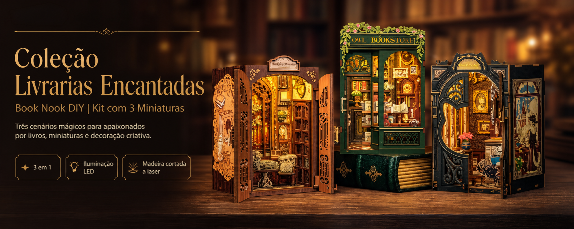 colecao livrarias encantadas book nook diy - banner horizontal 1