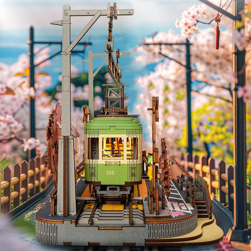 Estação Jornada das Cerejeiras Quebra-cabeça 3D em Madeira DIY