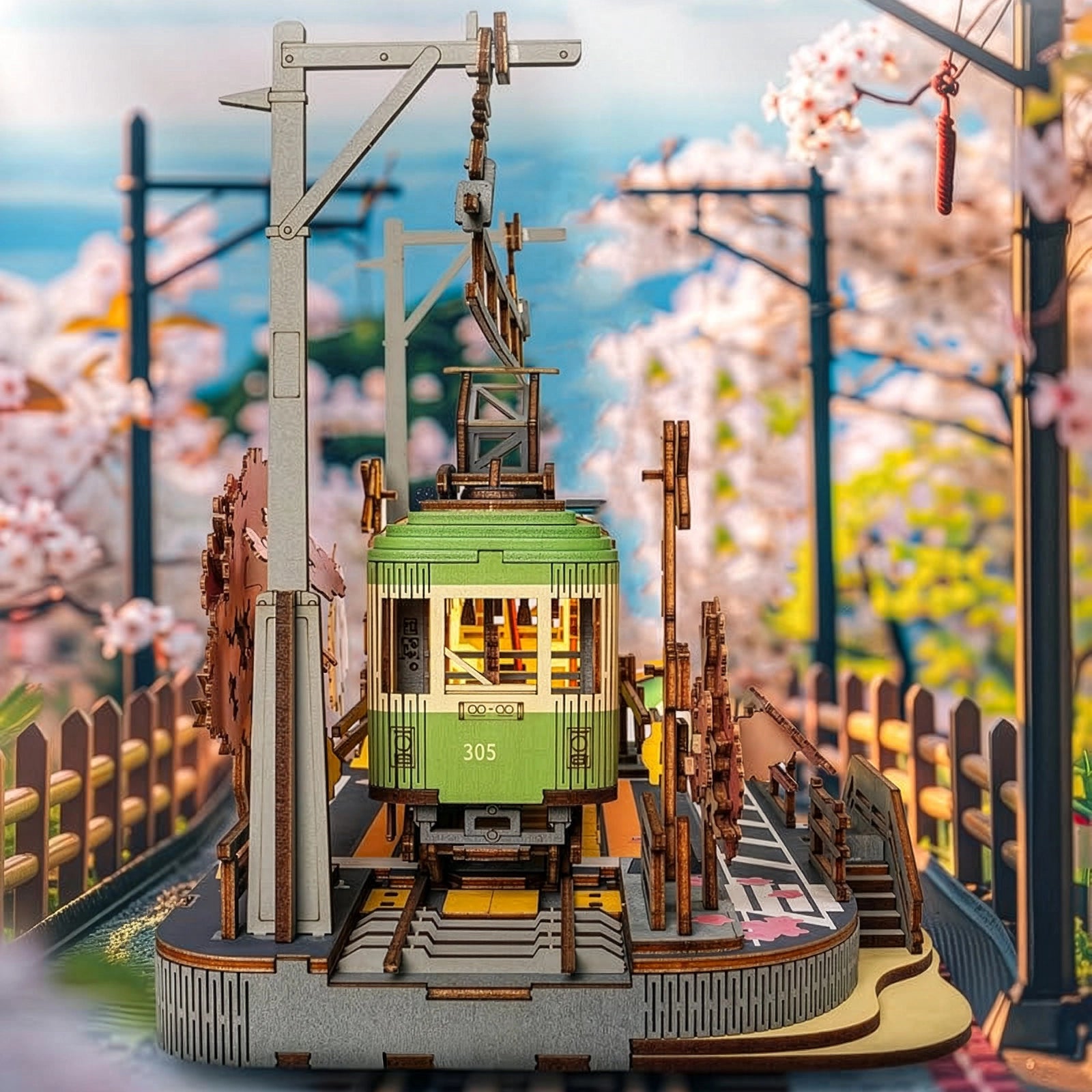 Estação Jornada das Cerejeiras Quebra-cabeça 3D em Madeira DIY