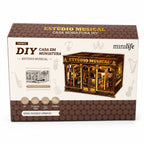 estudio musical casa miniatura diy - imagem caixa do produto