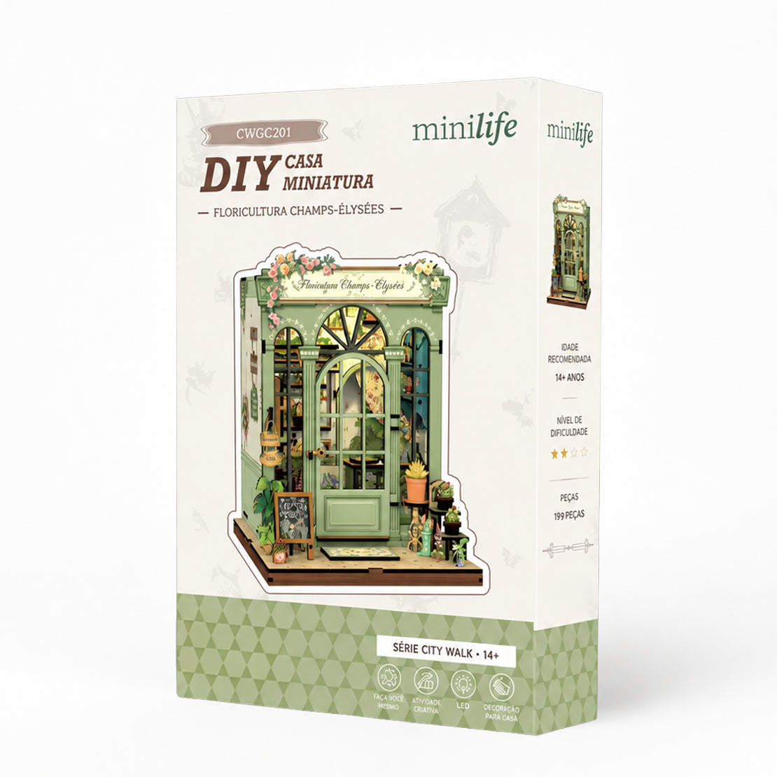floricultura champs elysees casa miniatura diy - imagem caixa do produto