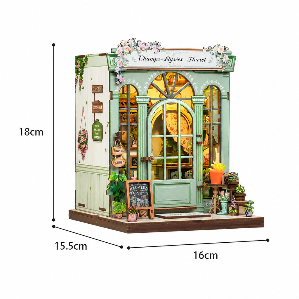 floricultura champs elysees casa miniatura diy - imagem dimensoes
