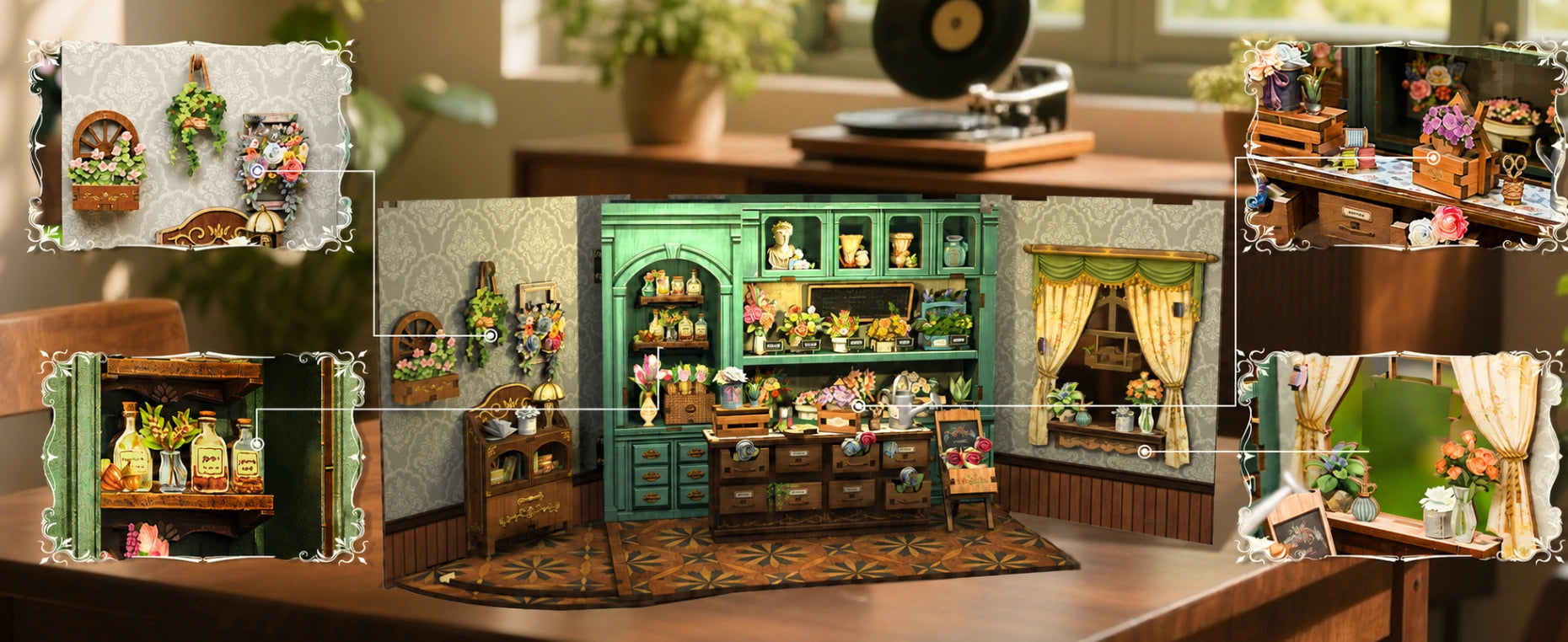 floricultura encantada casa miniatura book nook diy - banner horizontal 1