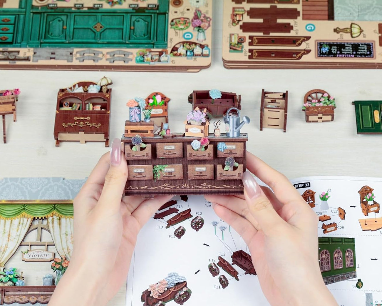 floricultura encantada casa miniatura book nook diy - montagem imagem 2