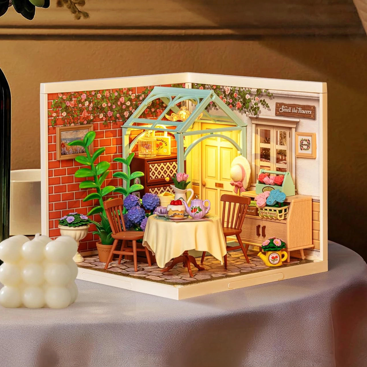 jardim de inverno casa miniatura - imagem luz led imagem