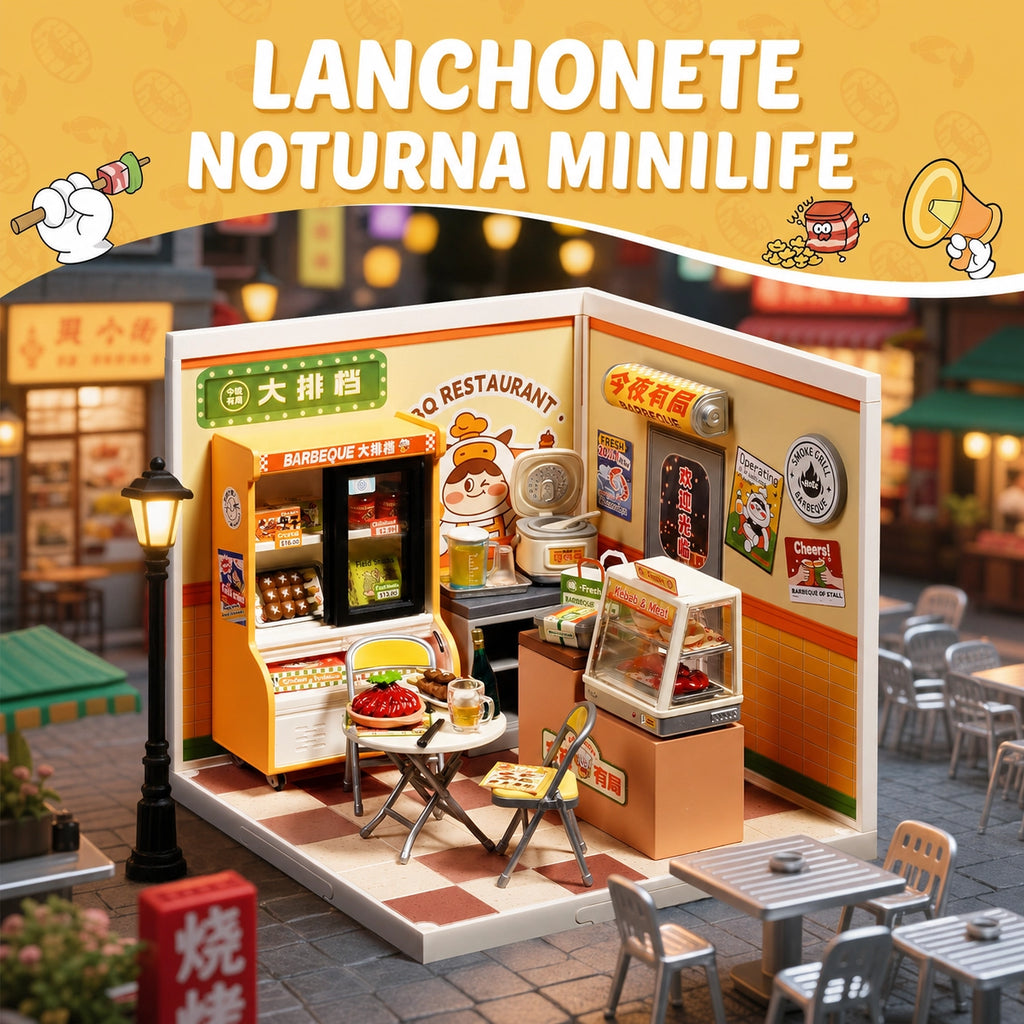 lanchonete noturna miniatura diy - image with text 1 imagem