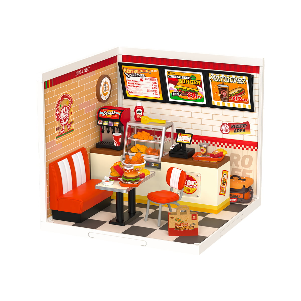 Lanchonete Yum Yum Burgers Casa Miniatura DIY
