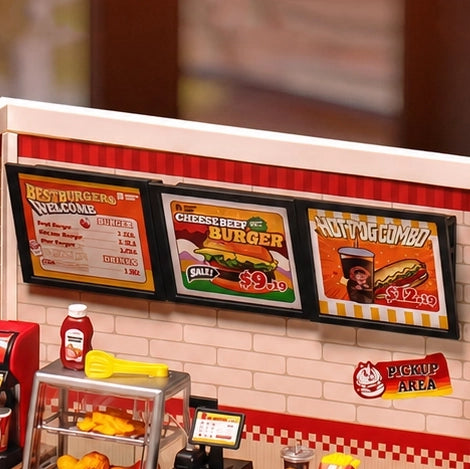lanchonete yum yum burgers miniatura diy - carrossel imagem 4