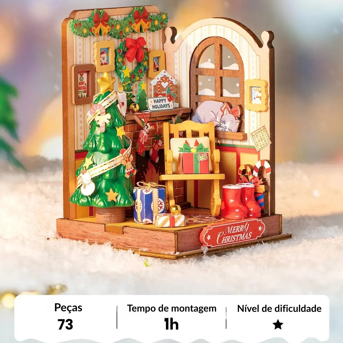Natal Encantado - Lareira Natalina Casa Miniatura DIY
