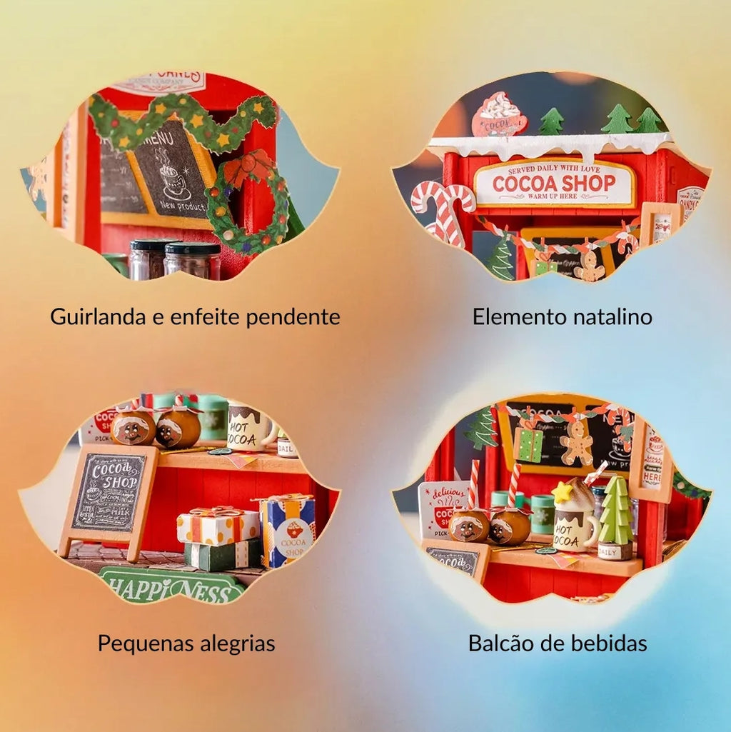 Natal Encantado - Loja de Chocolate Quente Casa Miniatura DIY